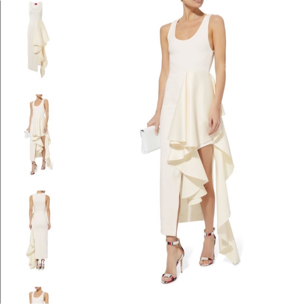 Solace London Naya Ruffle Dress In Cream